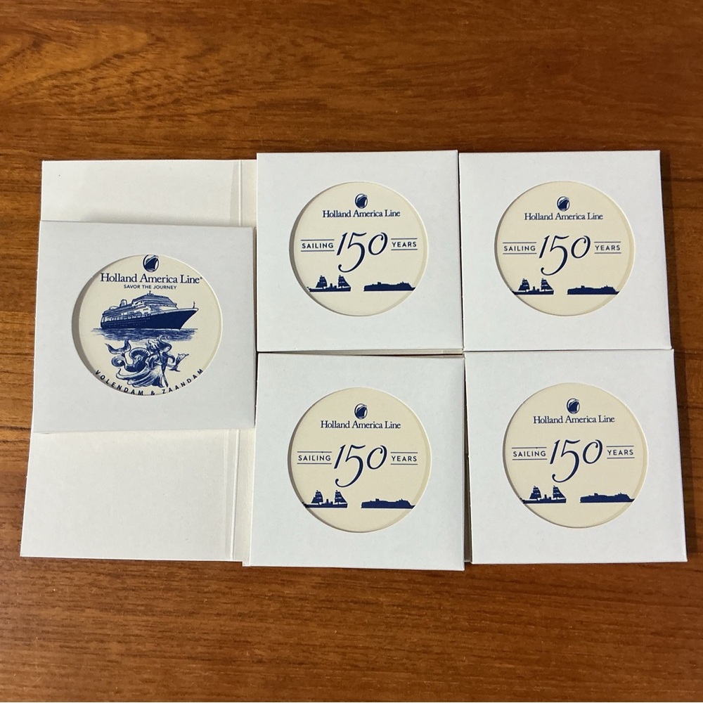 Holland America Line 150 Years Sailing Savor The Journey Coaster Lot Of 5